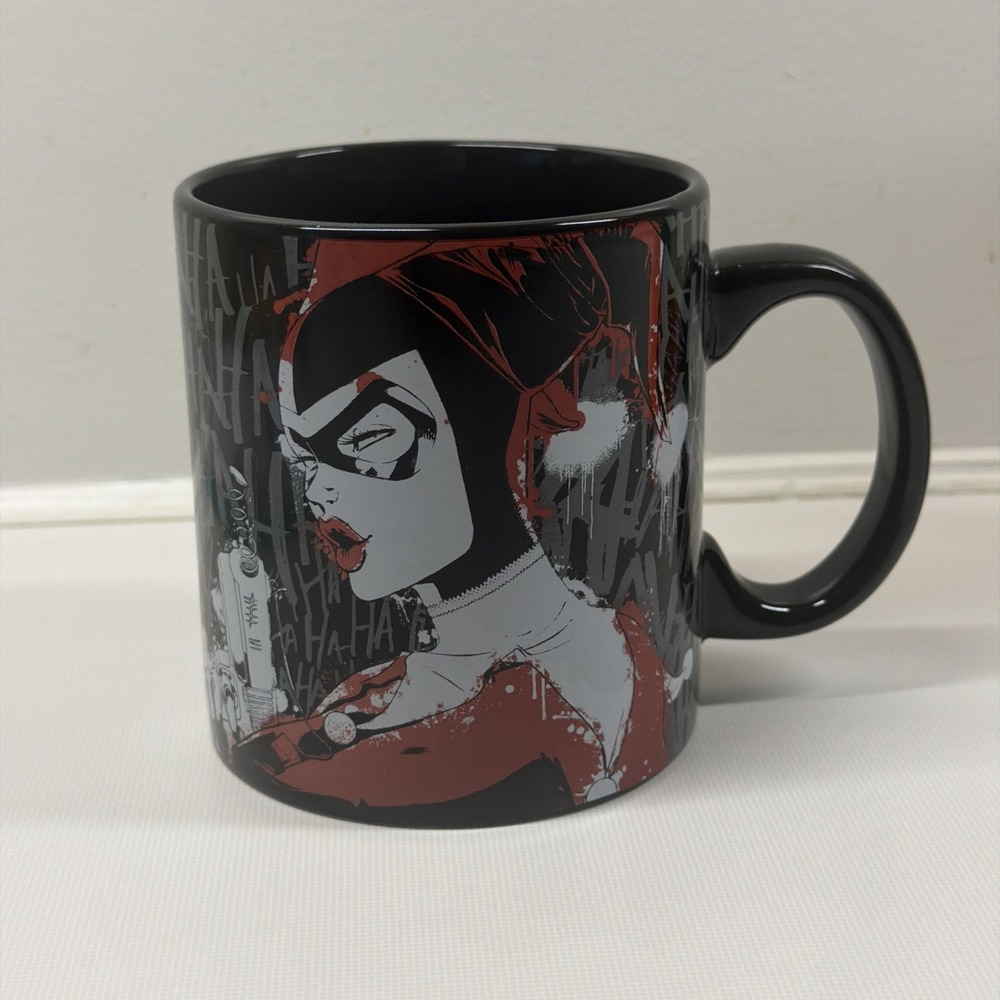 Harley Quinn Joker Coffee Mug Batman 14 Ounce Black Ceramic DC Comics